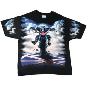 Vintage 90s Iron Maiden Don’t Walk All Over Print Eddie Motorcycle Band T Shirt